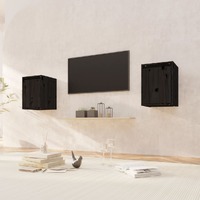  Wall Cabinets 2pcs Black 30x30x40 cm Solid Wood Pine