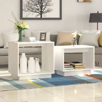  Nesting Coffee Tables 2 pcs White Solid Wood Pine