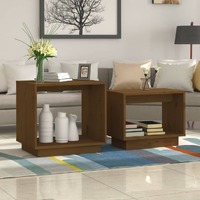  Nesting Coffee Tables 2 pcs Honey Brown Solid Wood Pine