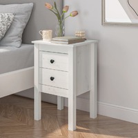  Bedside Cabinet White 40x35x61.5 cm Solid Wood Pine