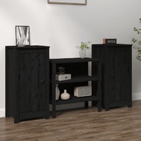  Sideboards 2 pcs Black 39x35x80 cm Solid Wood Pine