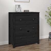  Sideboard Black 70x35x80 cm Solid Wood Pine
