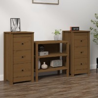  Sideboards 2 pcs Honey Brown 40x35x80 cm Solid Wood Pine