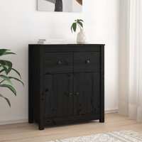 Sideboard Black 70x35x80 cm Solid Wood Pine