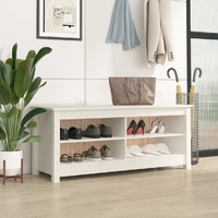  Shoe Bench White 110x38x45.5 cm Solid Wood Pine