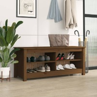  Shoe Bench Honey Brown 110x38x45.5 cm Solid Wood Pine