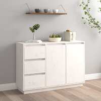  Sideboard White 111x34x75 cm Solid Wood Pine
