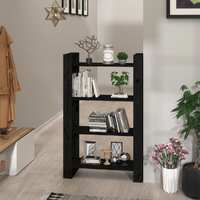  Book Cabinet/Room Divider Black 80x35x125 cm Solid Wood Pine