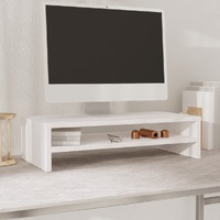  Monitor Stand White 50x24x13 cm Solid Wood Pine
