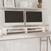  Monitor Stand White 100x24x13 cm Solid Wood Pine
