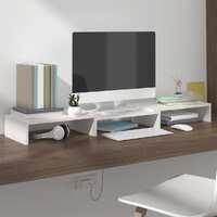  Monitor Stand White 80x24x10.5 cm Solid Wood Pine