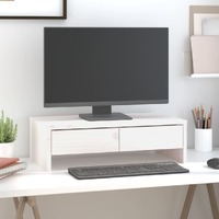  Monitor Stand White 50x27x15 cm Solid Wood Pine