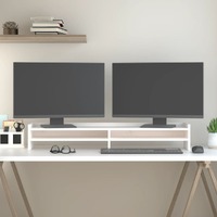  Monitor Stand White 100x24x16 cm Solid Wood Pine