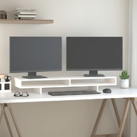  Monitor Stand White 100x27x14 cm Solid Wood Pine