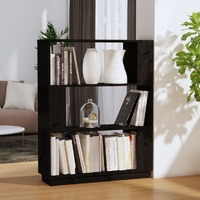  Book Cabinet/Room Divider Black 80x25x101 cm Solid Wood Pine