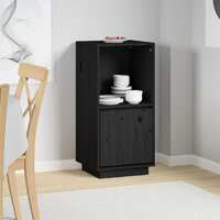  Sideboard Black 38x35x80 cm Solid Wood Pine