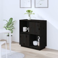  Sideboard Black 74x35x80 cm Solid Wood Pine