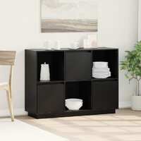  Sideboard Black 110.5x35x80 cm Solid Wood Pine