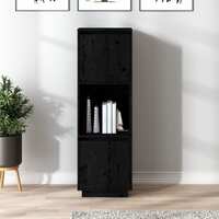  Highboard Black 38x35x117 cm Solid Wood Pine