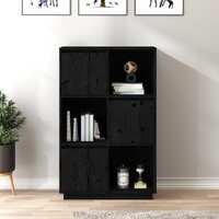  Highboard Black 74x35x117 cm Solid Wood Pine