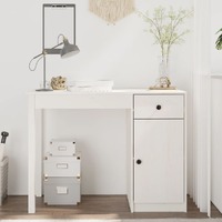  Desk White 100x50x75 cm Solid Wood Pine