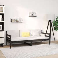  Day Bed without Mattress Black 90x190 cm Solid Wood Pine