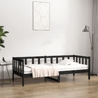  Day Bed without Mattress Black 90x190 cm Solid Wood Pine