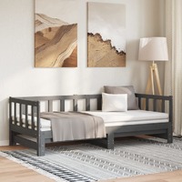  Pull-out Day Bed without Mattress Grey 2x(90x190) cm
