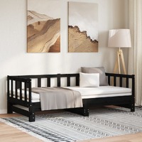  Pull-out Day Bed without Mattress Black 2x(90x190) cm