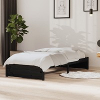  Bed Frame without Mattress Black Solid Wood 90x190 cm