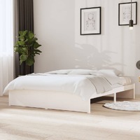  Bed Frame without Mattress White Solid Wood 135x190 cm