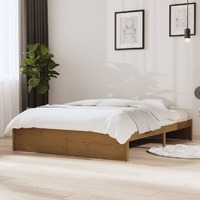  Bed Frame without Mattress Honey Brown Solid Wood 135x190 cm