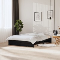  Bed Frame without Mattress Black Solid Wood 150x200 cm