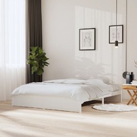  Bed Frame without Mattress White Solid Wood 183x203 cm King