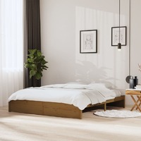  Bed Frame without Mattress Honey Brown Solid Wood 183x203 cm King