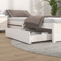  Bed Drawers 2 pcs White Solid Wood Pine
