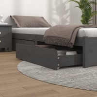  Bed Drawers 4 pcs Grey Solid Wood Pine