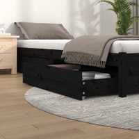  Bed Drawers 4 pcs Black Solid Wood Pine