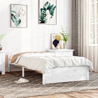 Bed Frame without Mattress White Solid Wood 90x190 cm