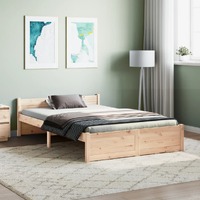  Bed Frame without Mattress Solid Wood 135x190 cm
