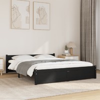  Bed Frame without Mattress Black Solid Wood 150x200 cm