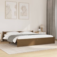  Bed Frame without Mattress Honey Brown Solid Wood 183x203 cm King