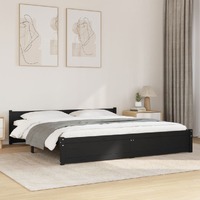  Bed Frame without Mattress Black Solid Wood 183x203 cm King