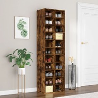  Shoe Cabinet Smoked Oak 54x34x183 cm Engineered Wood