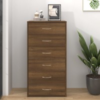  Sideboard with 6 Drawers Brown Oak 50x34x96 cm Engineered Wood