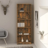  5-Tier Book Cabinet Smoked Oak 60x24x175 cm Engineered Wood