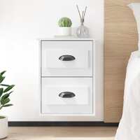  Wall-mounted Bedside Cabinet High Gloss White 41.5x36x53cm