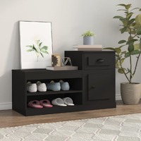  Shoe Cabinet Black 100x42x60 cm Engineered Wood