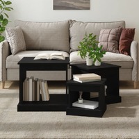  Coffee Tables 3 pcs Black Engineered Wood