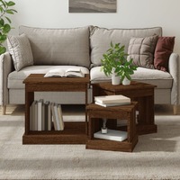  Coffee Tables 3 pcs Brown Oak Engineered Wood